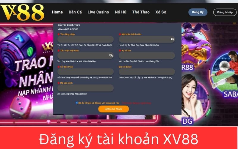 Hướng dẫn đăng ký tài khoản nhà cái XV88